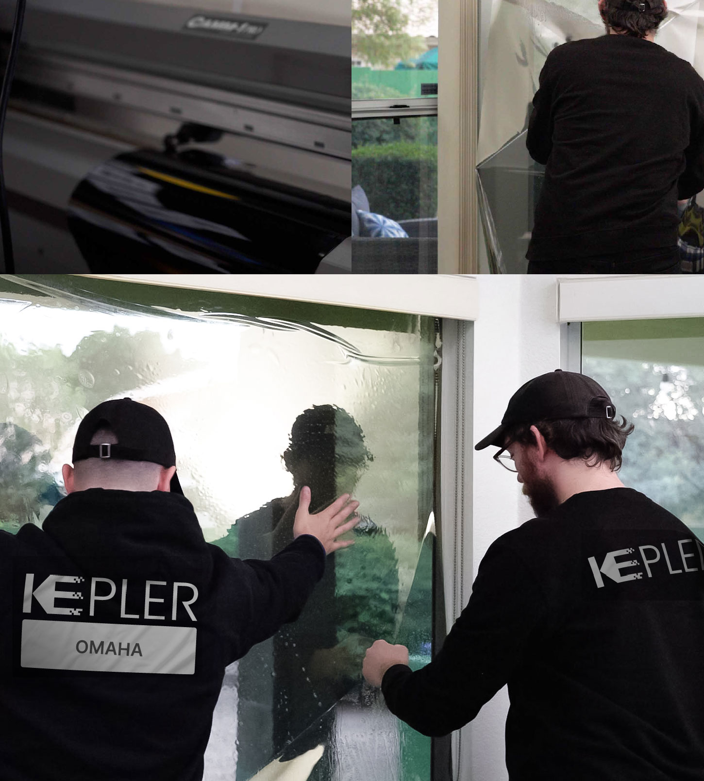 Expert Technician Fitting Ceramic Window Tint to Home in Omaha