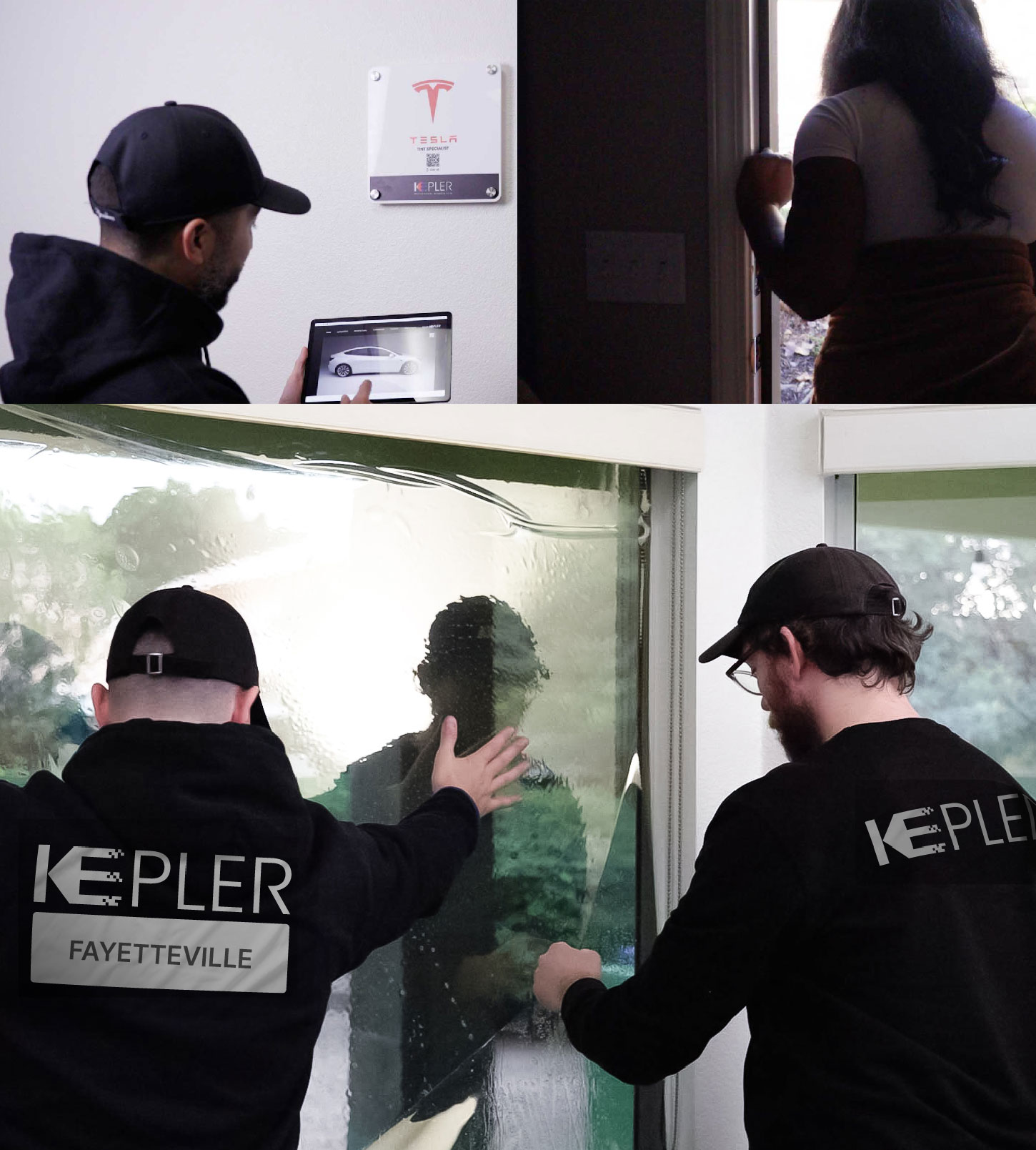 Kepler Technician Installing Ceramic Window Tint to Home in Fayetteville