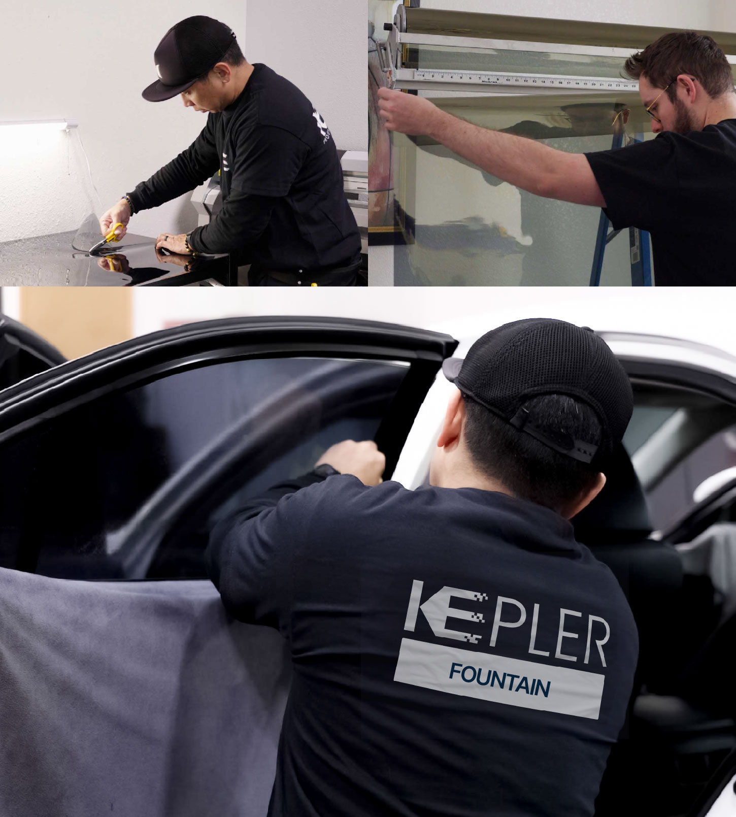 Automotive Window Tinting Expert Applying Film in Fountain, Colorado