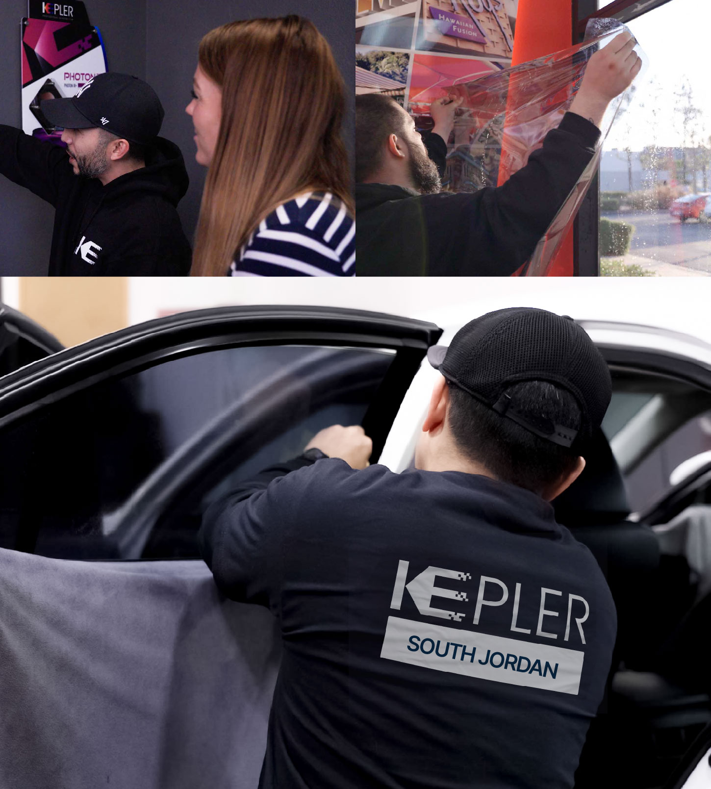 Automotive Window Tinting Expert Applying Film in South Jordan, Utah