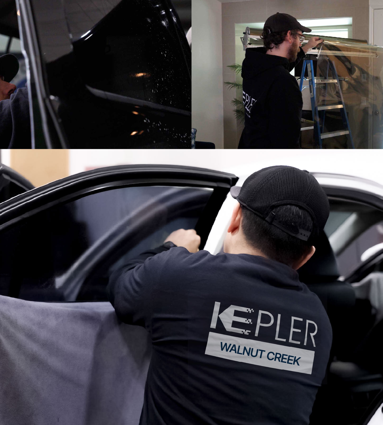 Automotive Window Tinting Expert Applying Film in Walnut Creek, California