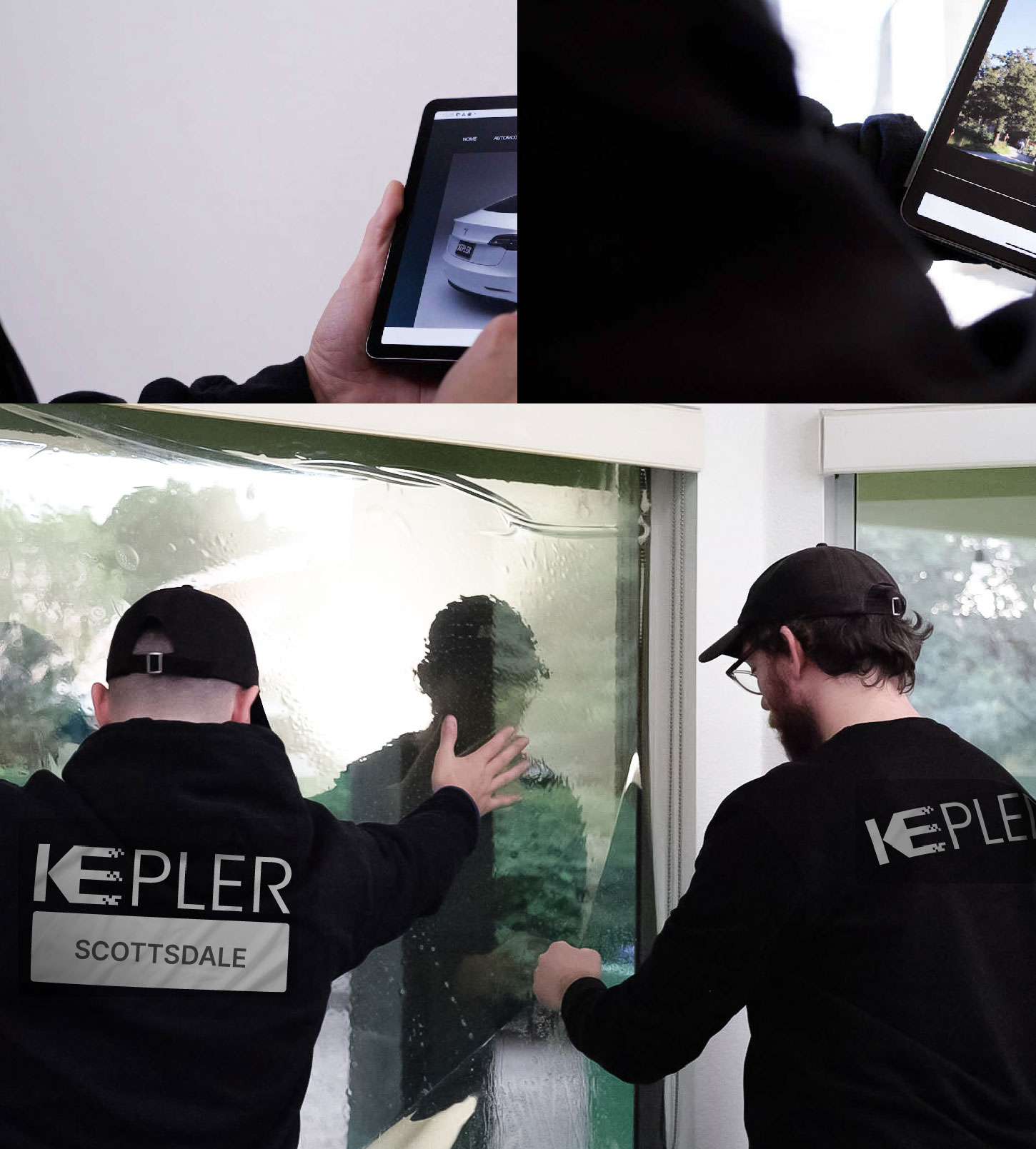 Expert Technician Fitting Advanced Window Tint to Home in Scottsdale