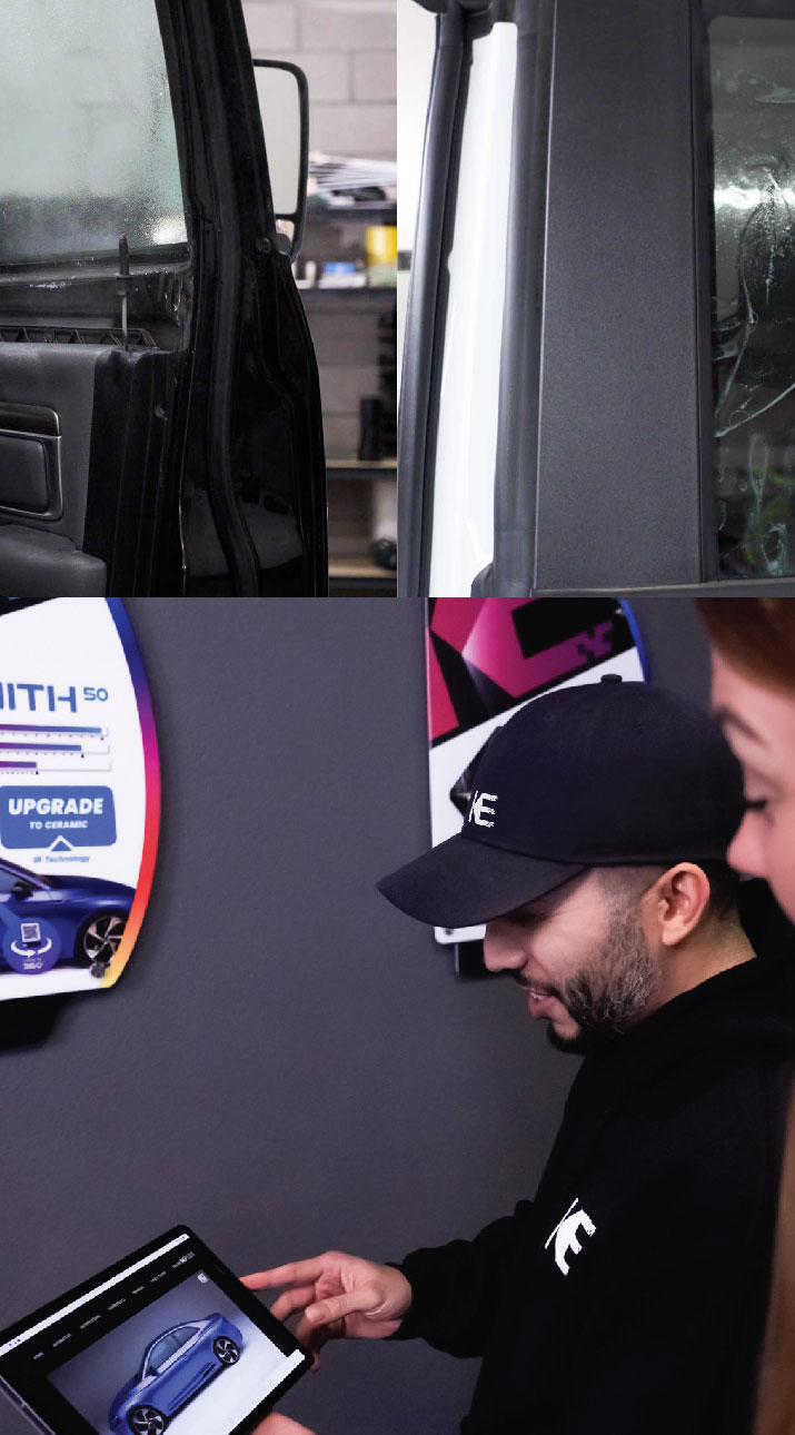 Kepler Dealer Showing Car Window Film Options to Customer in Mableton, Georgia