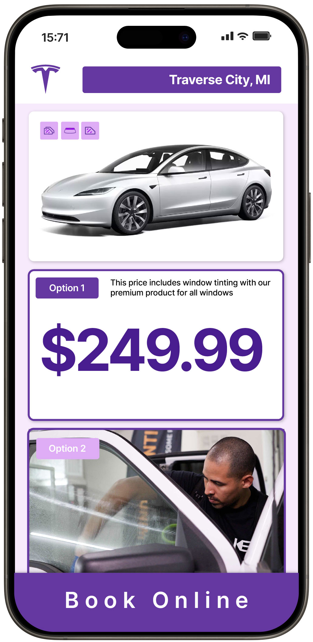 View Competitive Tesla Window Tinting Rates in Traverse City, Michigan