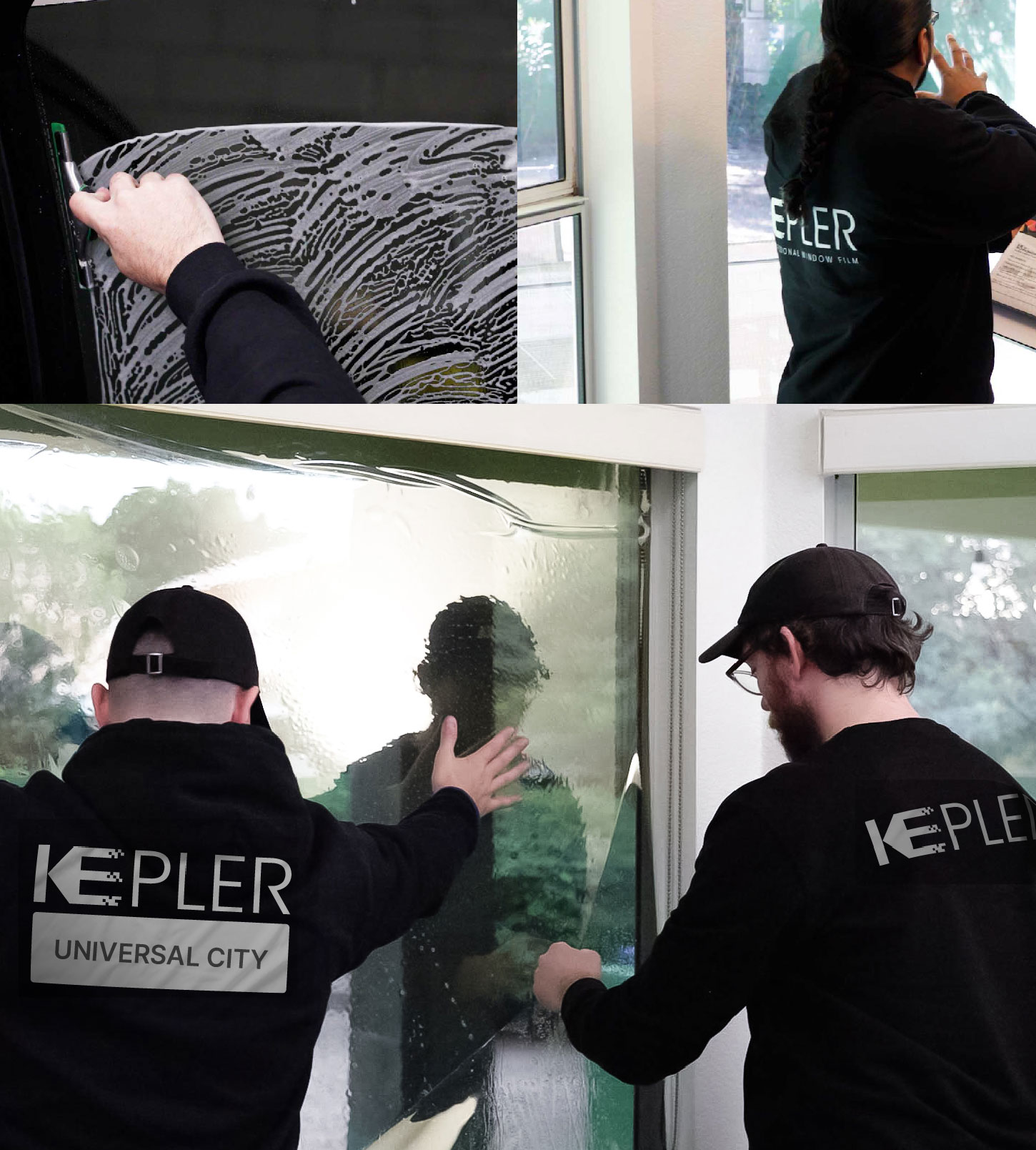 Expert Technician Installing High-tech Window Tint to Home in Universal City