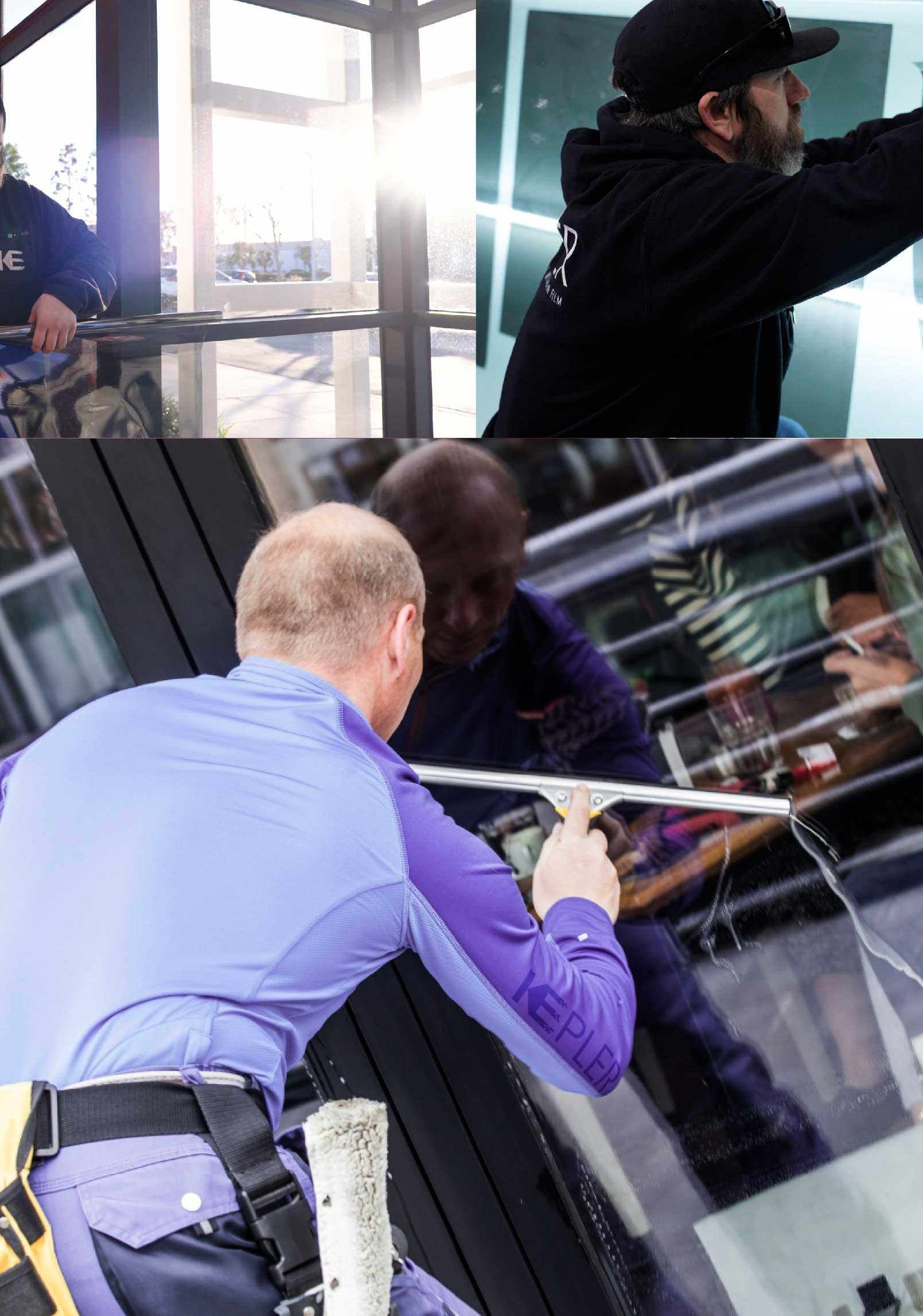 Kepler Skilled Applying Anti-Graffiti Window Film to a South River Shop Front