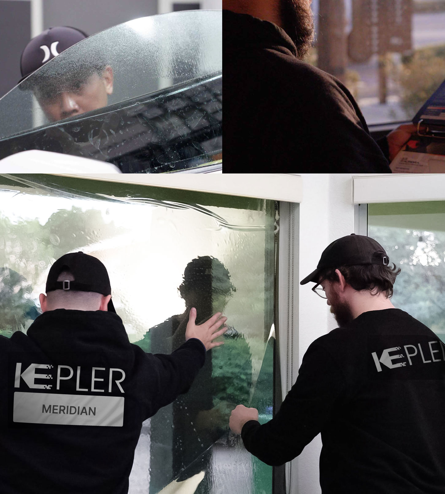 Kepler Technician Installing Ceramic Window Tint to Home in Meridian