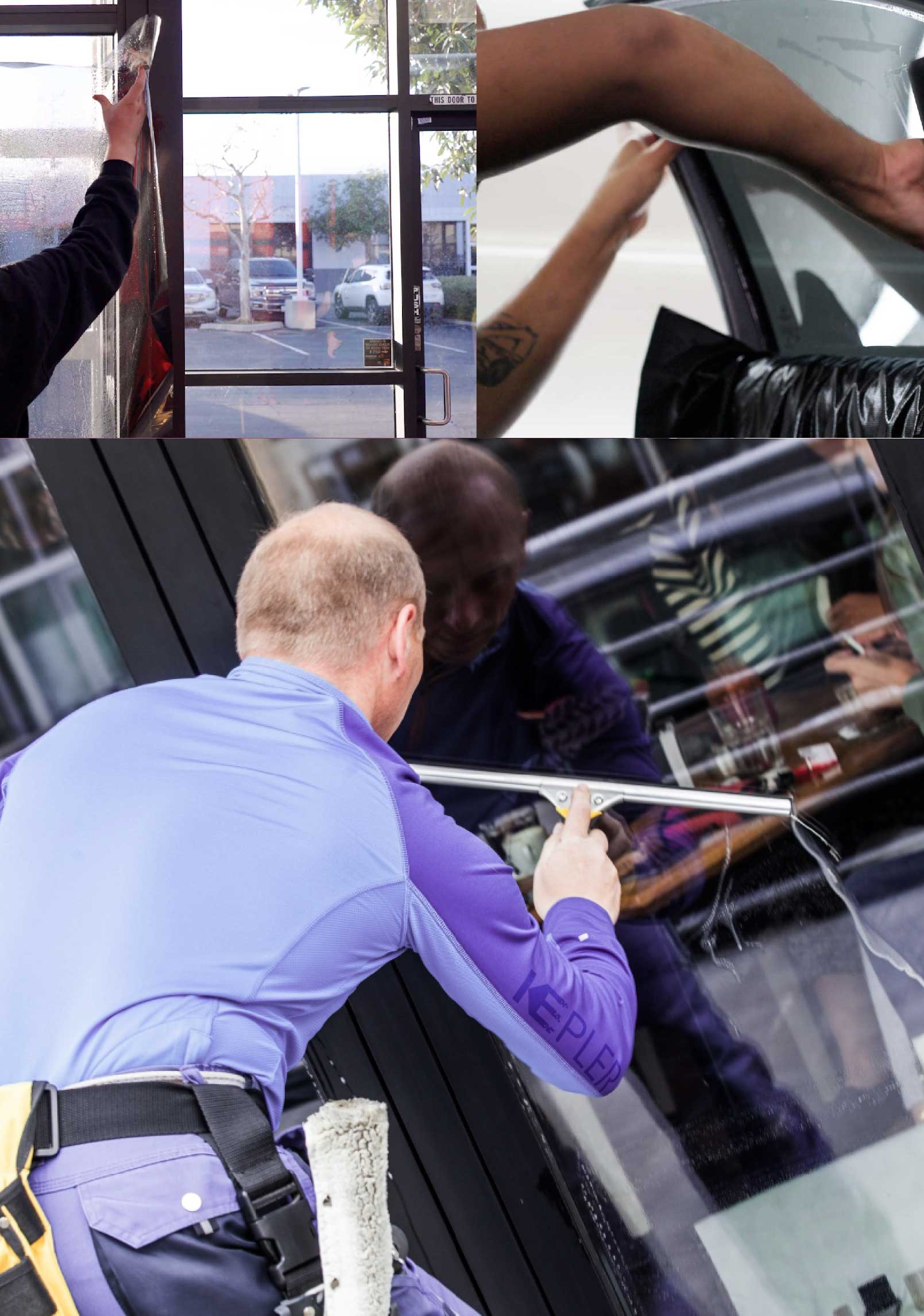 Kepler Skilled Applying Anti-Graffiti Window Film to a Chico Shop Front