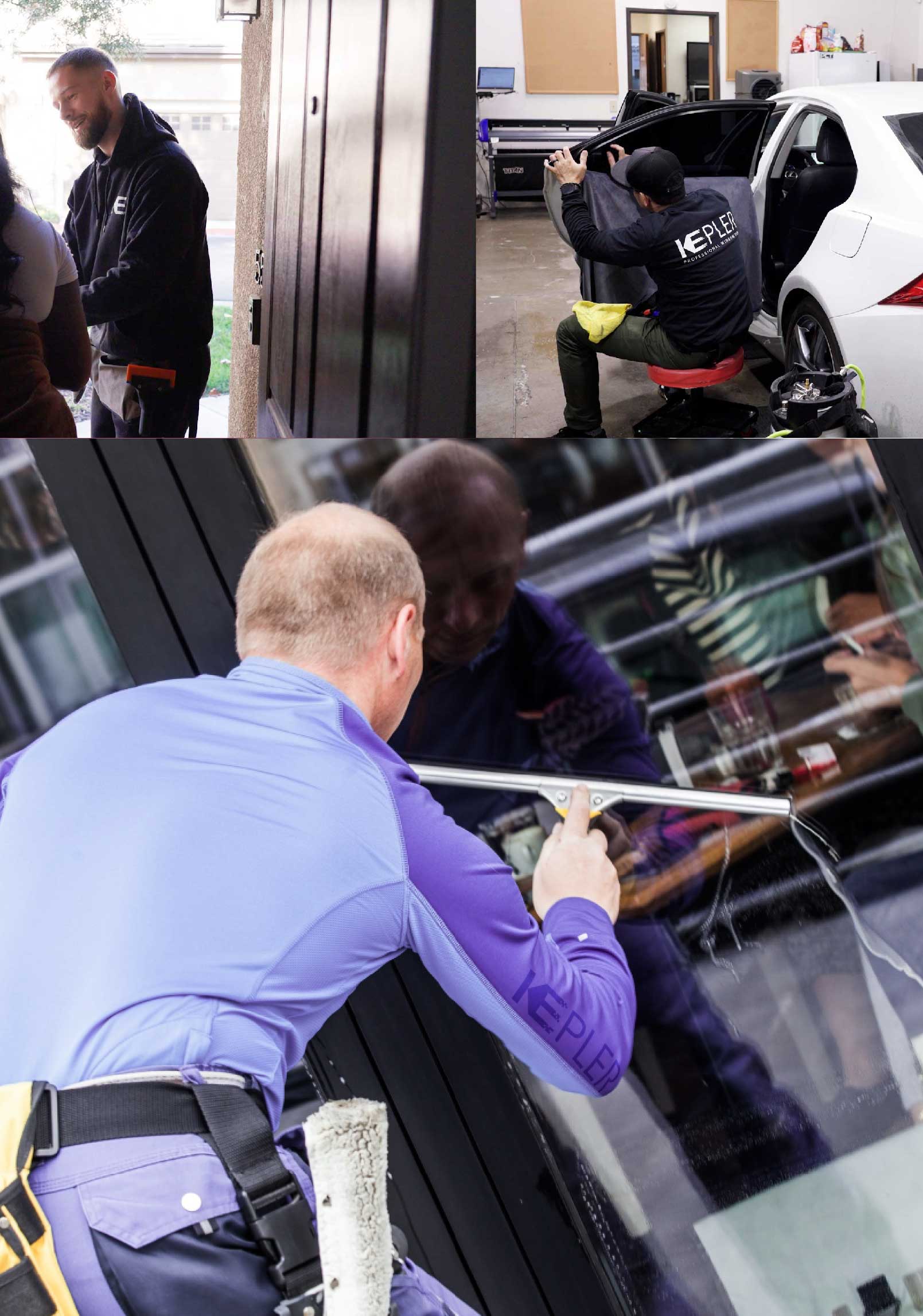 Kepler Professional Applying Anti-Graffiti Window Film to a Anacortes Shop Front