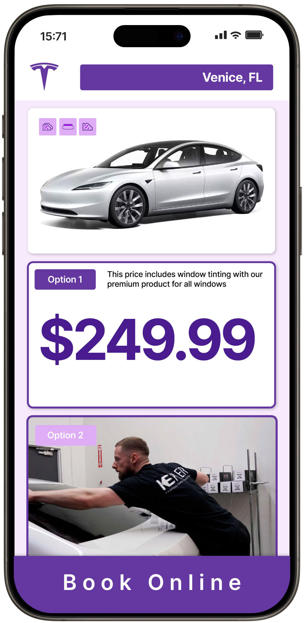 View Reasonable Tesla Window Tinting Costs in Venice, Florida