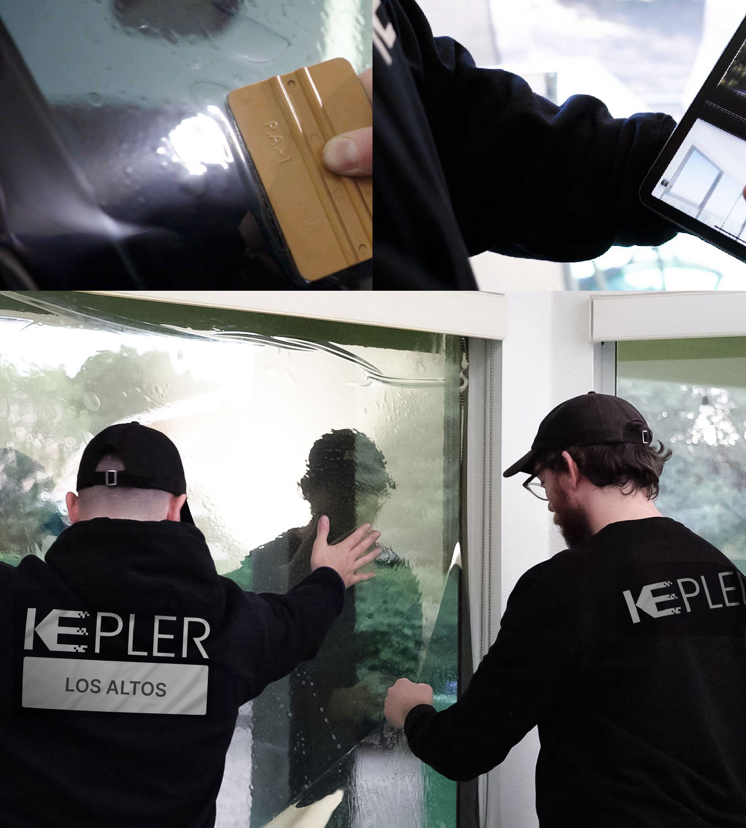 Expert Technician Fitting Ceramic Window Tint to Home in Los Altos