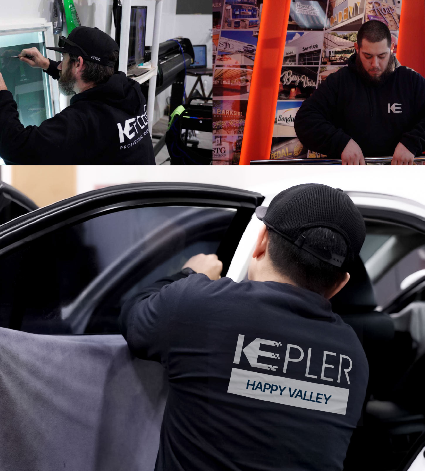Automotive Window Tinting Expert Applying Film in Happy Valley, Oregon