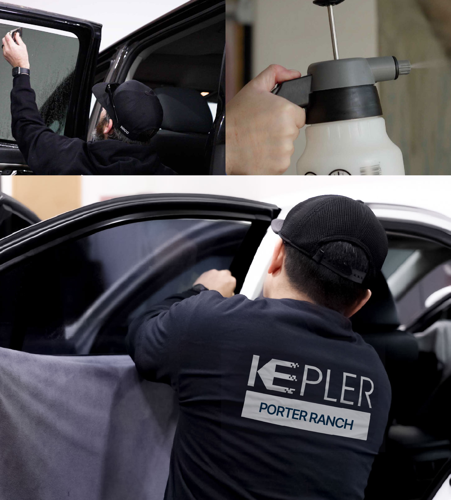 Automotive Window Tinting Expert Applying Film in Porter Ranch, California