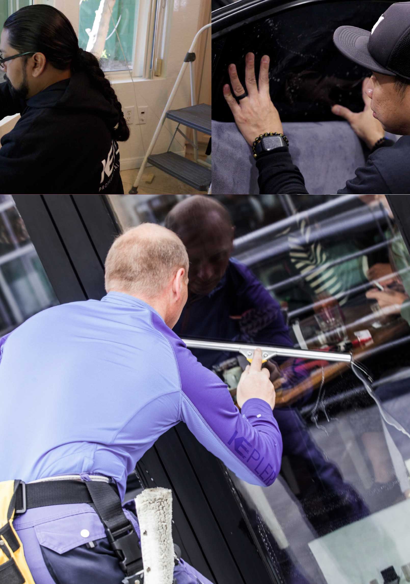 Kepler Skilled Applying Anti-Graffiti Window Film to a Jacksonville Shop Front