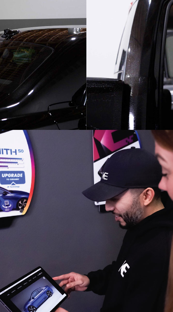 Kepler Dealer Showing Car Window Film Options to Customer in Placentia, California
