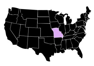 Map Showing Location of Kepler Window Tinters in Missouri with Purple Highlight on the State