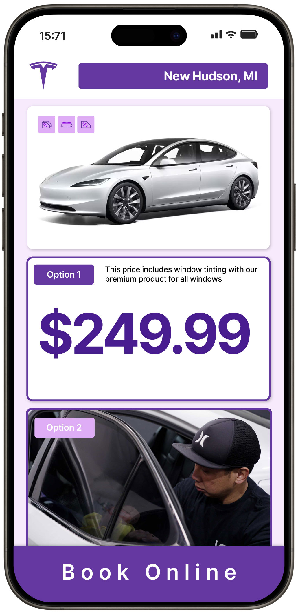 View Reasonable Tesla Window Tinting Costs in New Hudson, Michigan