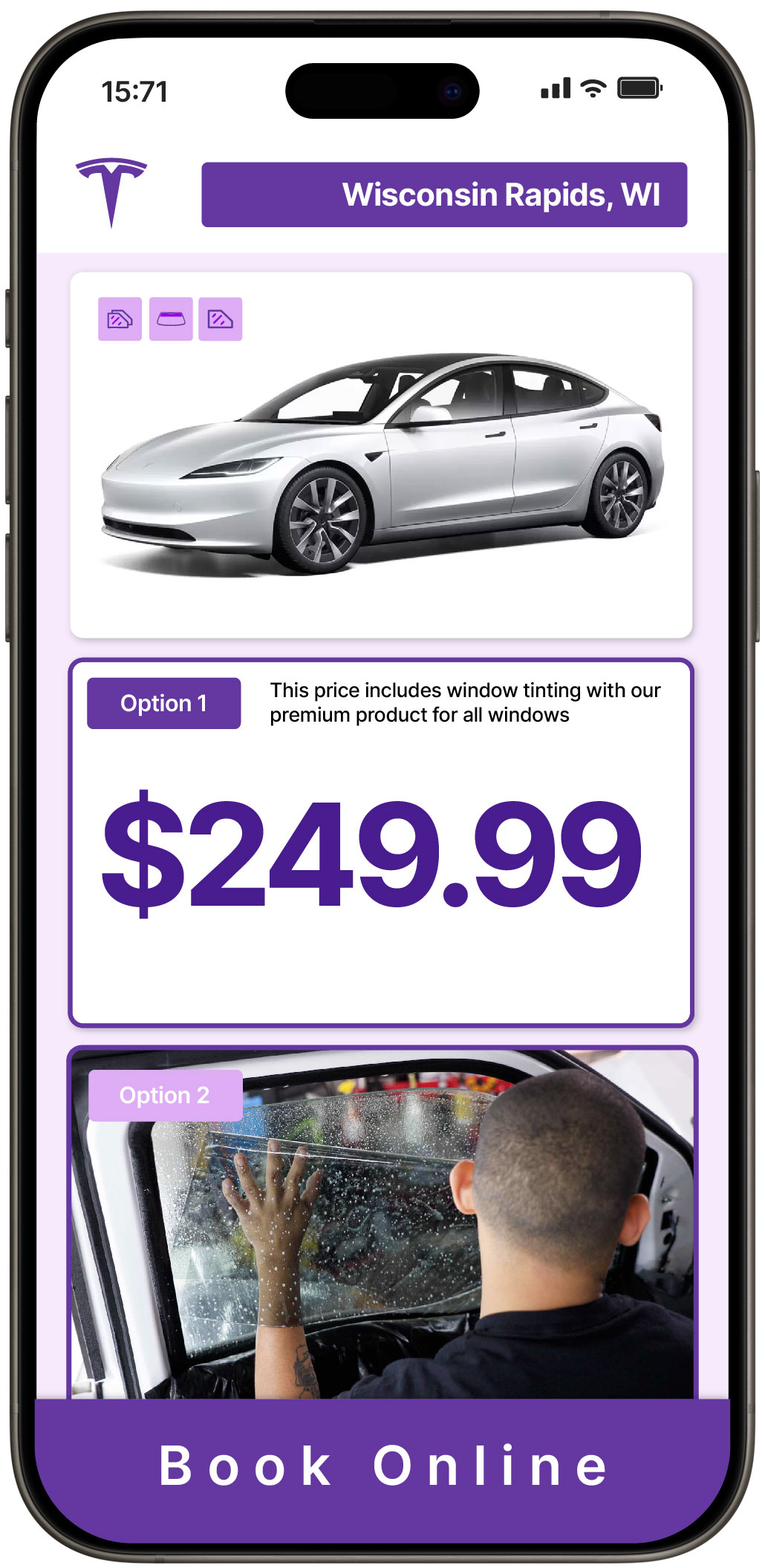 View Affordable Tesla Window Tinting Prices in Wisconsin Rapids, Wisconsin