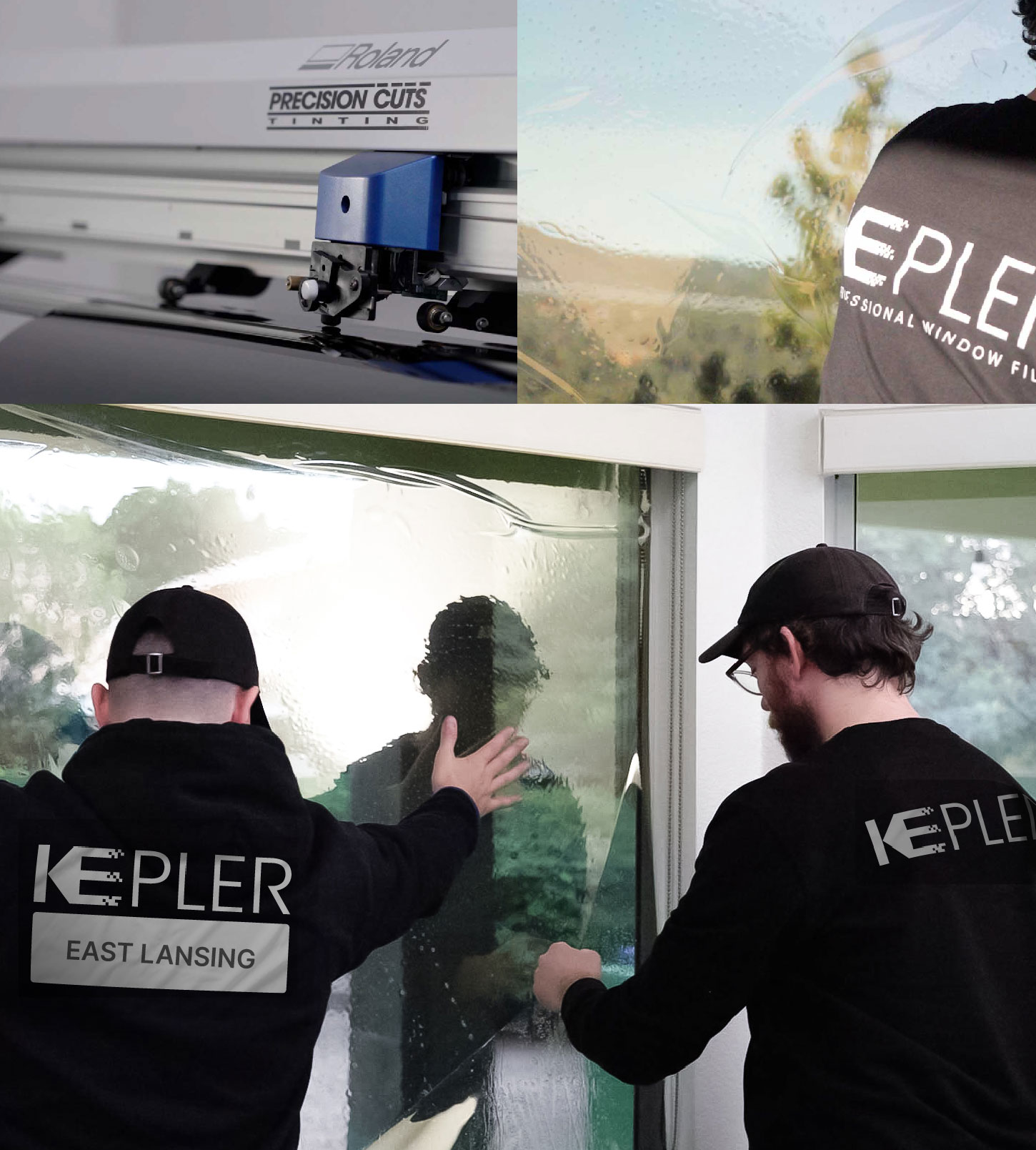 Kepler Technician Applying Ceramic Window Tint to Home in East Lansing