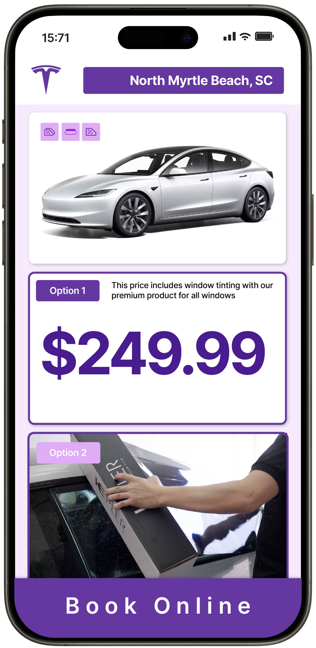 View Competitive Tesla Window Tinting Costs in North Myrtle Beach, South Carolina