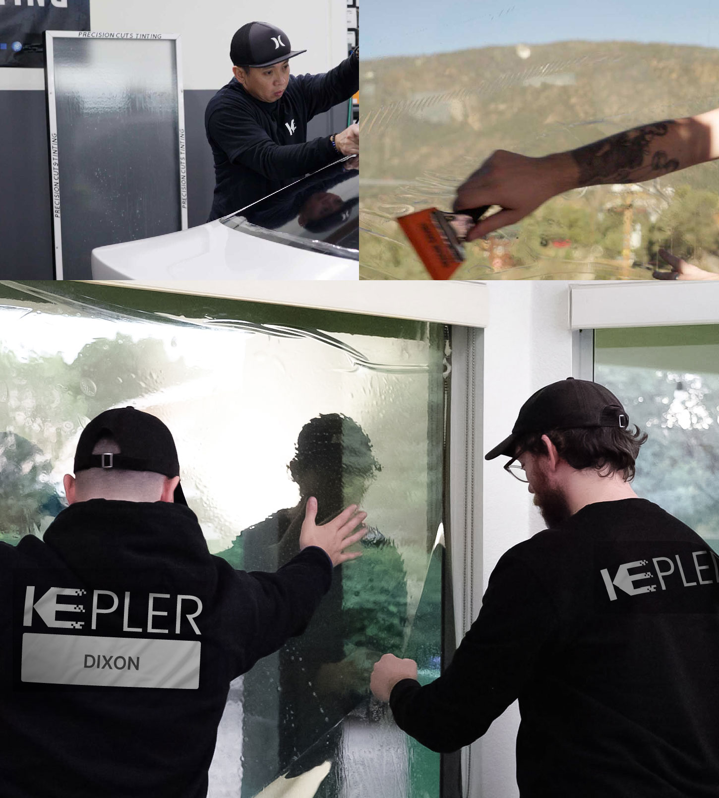 Kepler Technician Applying Advanced Window Tint to Home in Dixon