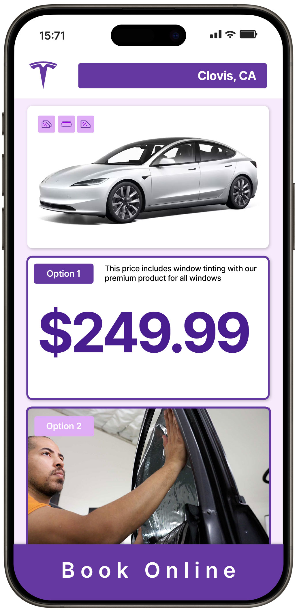 View Competitive Tesla Window Tinting Costs in Clovis, California