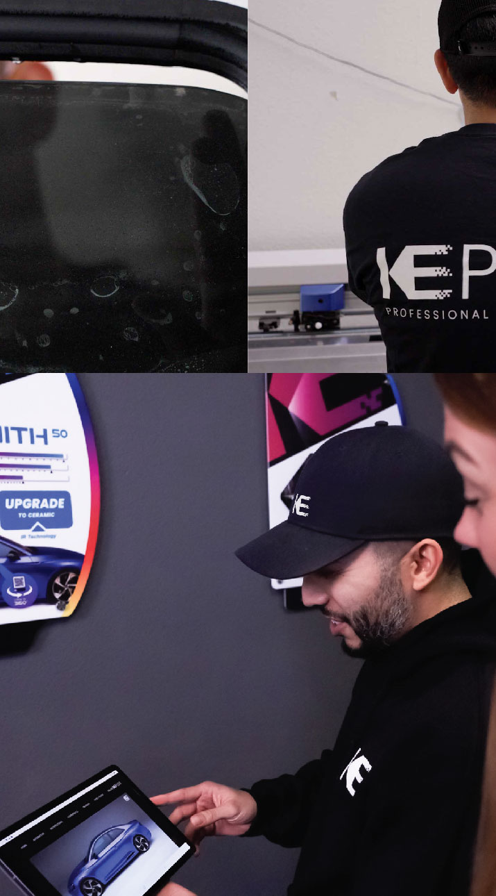 Kepler Dealer Showing Car Window Film Options to Customer in Coachella, California