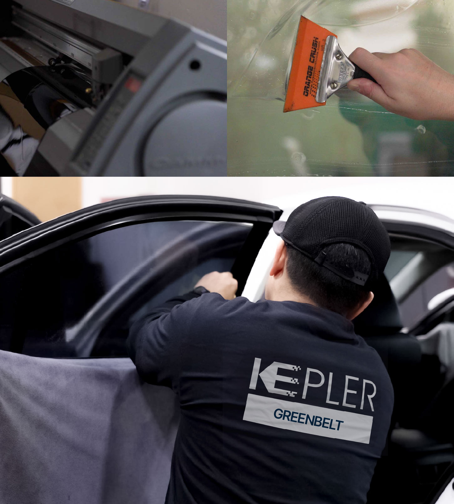 Automotive Window Tinting Expert Applying Film in Greenbelt, Maryland