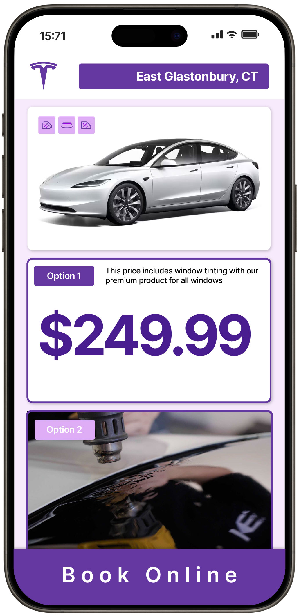 View Affordable Tesla Window Tinting Rates in East Glastonbury, Connecticut