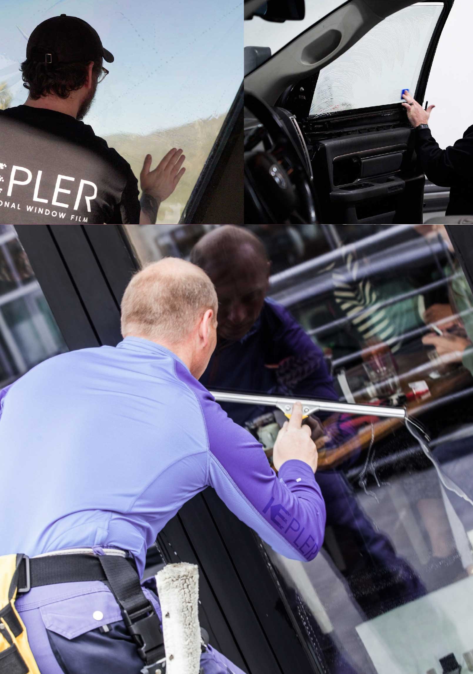 Kepler Skilled Applying Anti-Graffiti Window Film to a Michigan City Shop Front