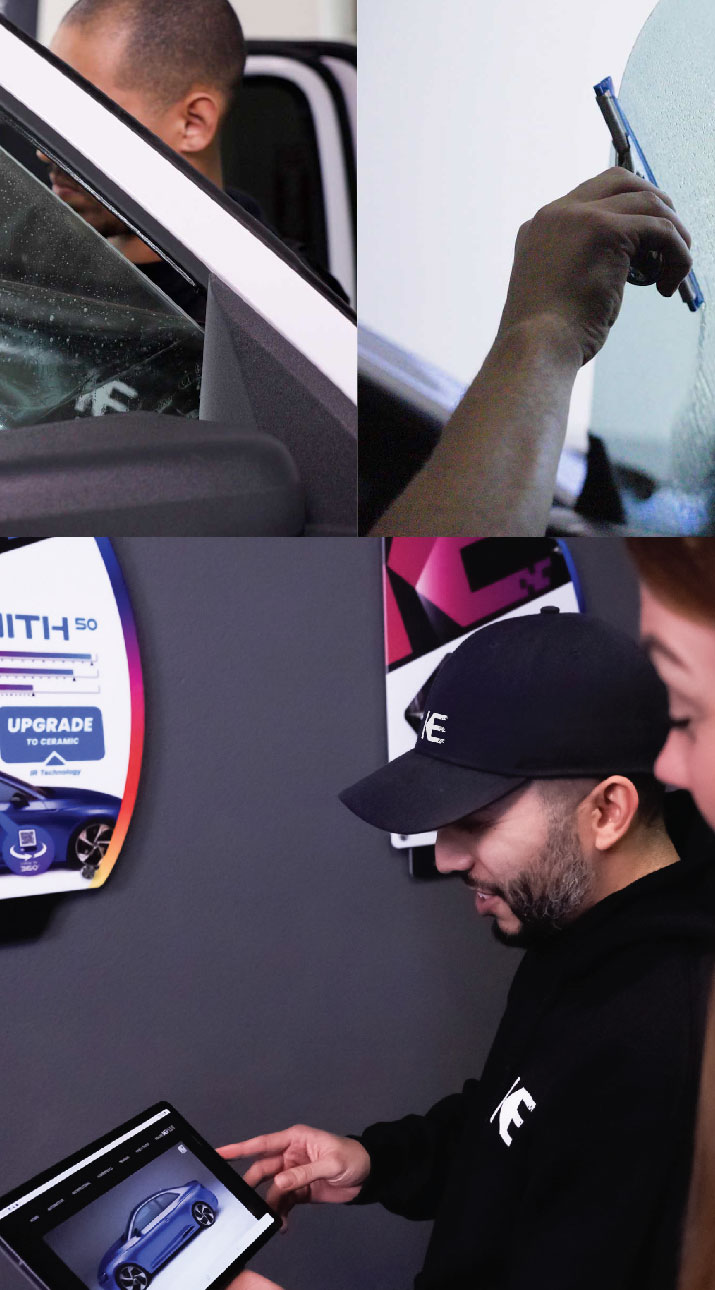 Kepler Dealer Showing Car Window Film Options to Customer in Springfield, Tennessee