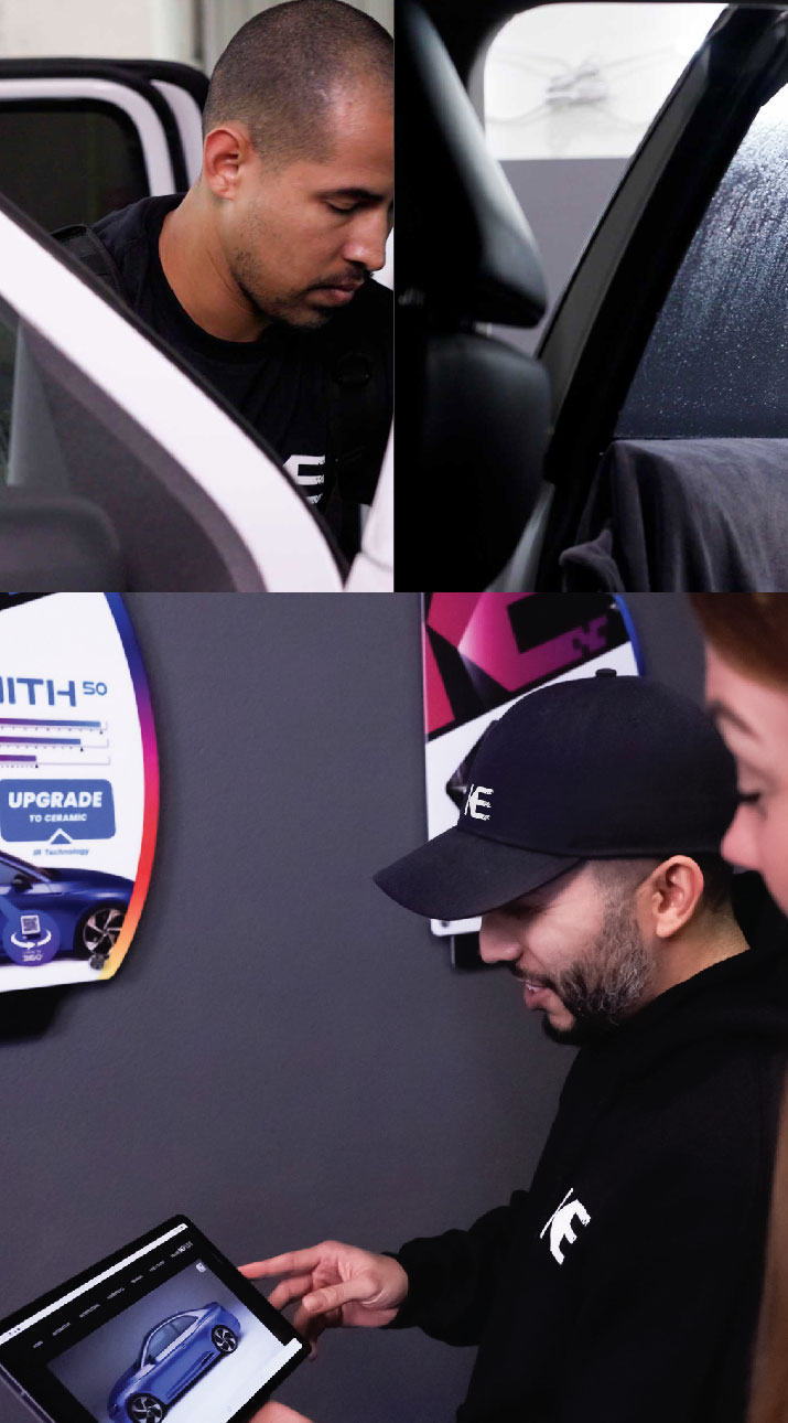 Kepler Dealer Showing Car Window Film Options to Customer in San Jose, California