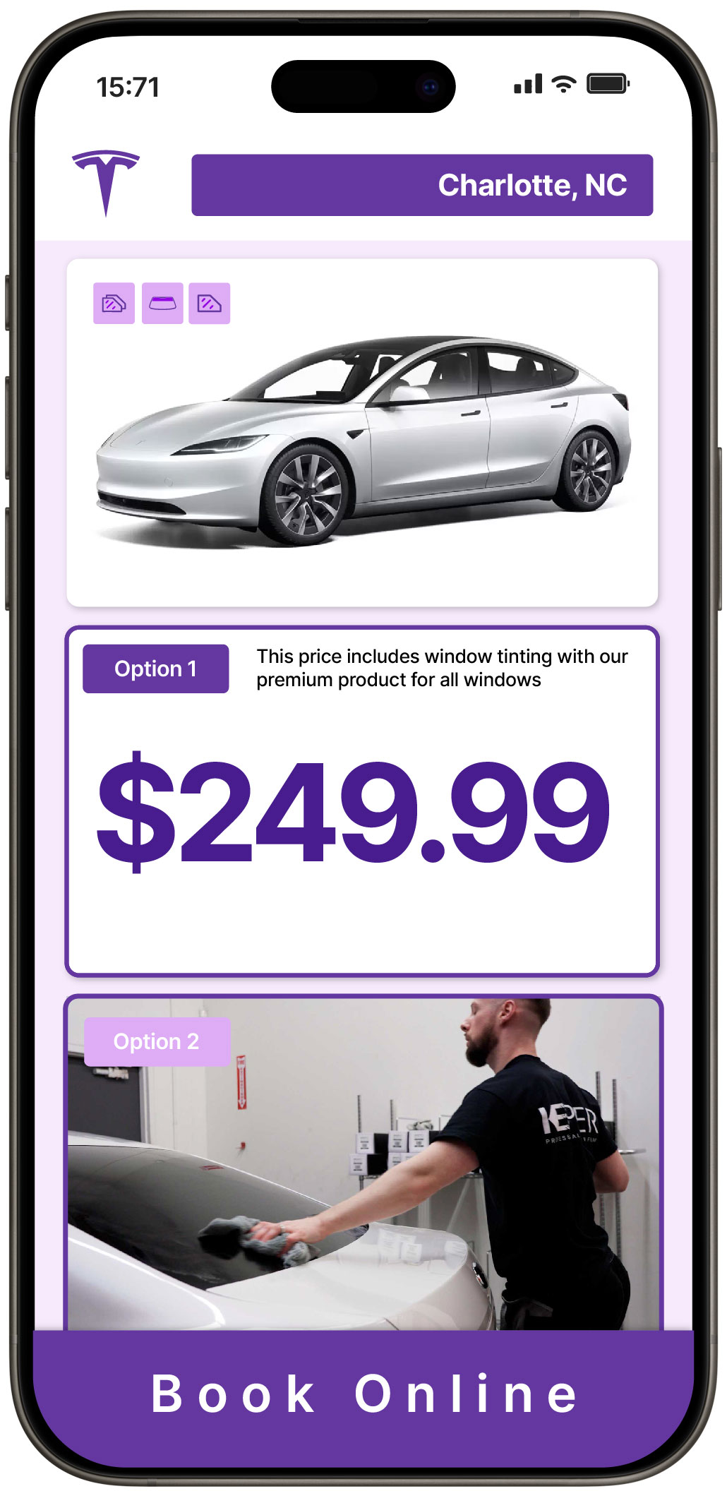 View Competitive Tesla Window Tinting Prices in Charlotte, North Carolina