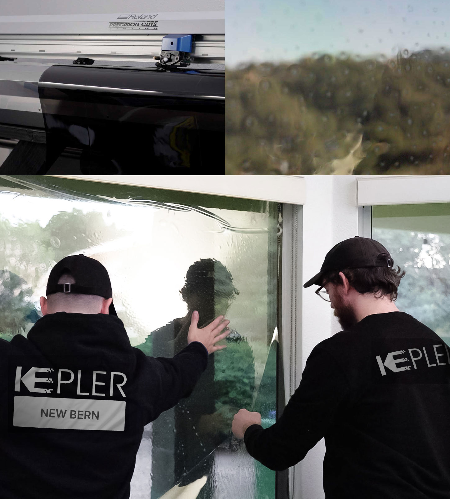 Kepler Technician Applying Ceramic Window Tint to Home in New Bern