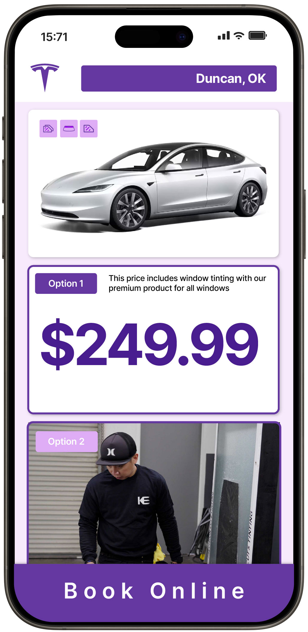 View Affordable Tesla Window Tinting Rates in Duncan, Oklahoma