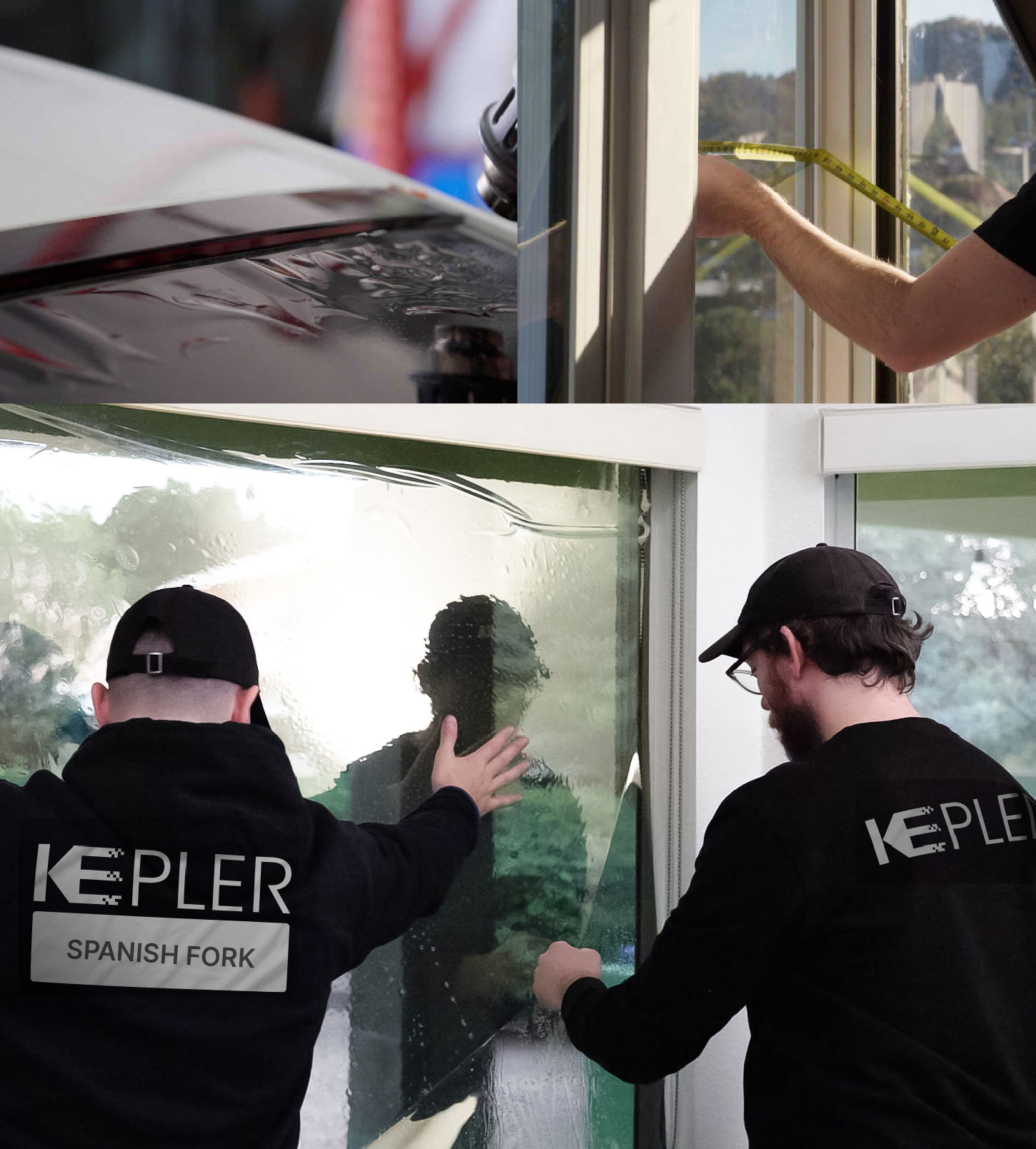 Kepler Technician Fitting Ceramic Window Tint to Home in Spanish Fork