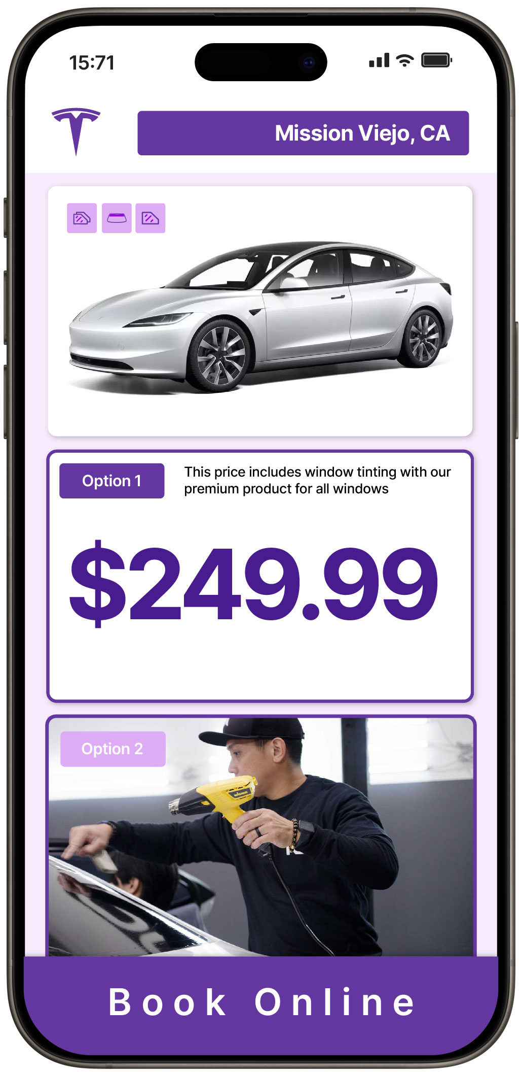 View Competitive Tesla Window Tinting Prices in Mission Viejo, California