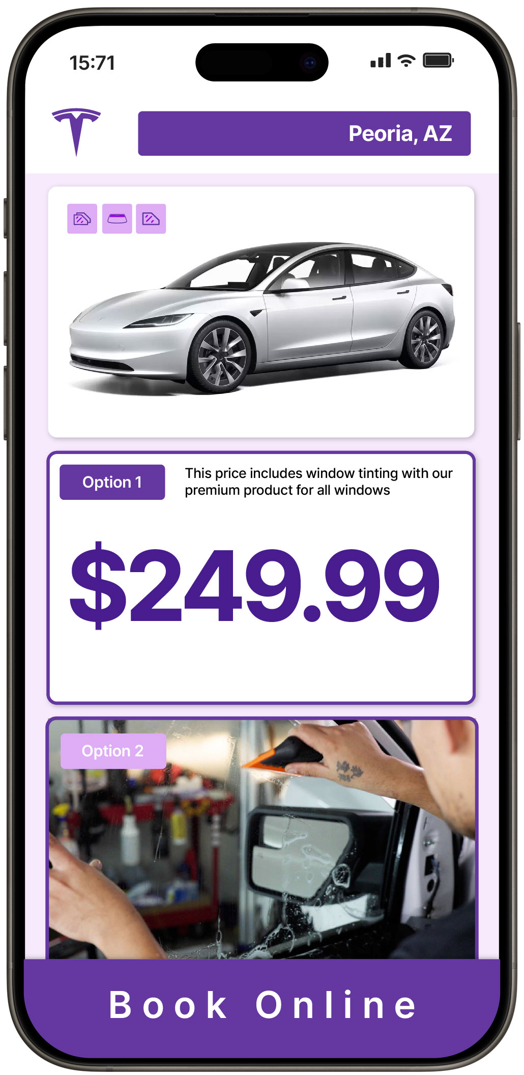 View Competitive Tesla Window Tinting Costs in Peoria, Arizona