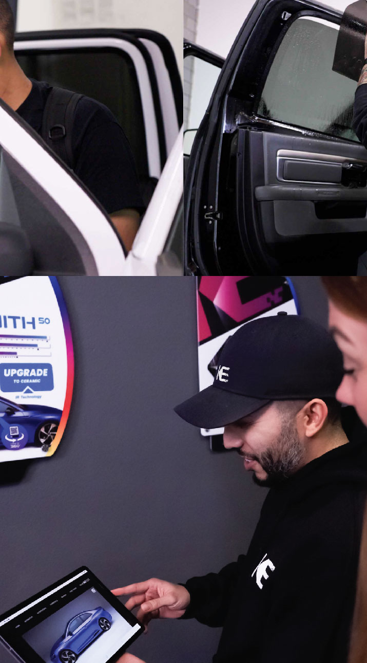 Kepler Dealer Showing Car Window Film Options to Customer in Novato, California