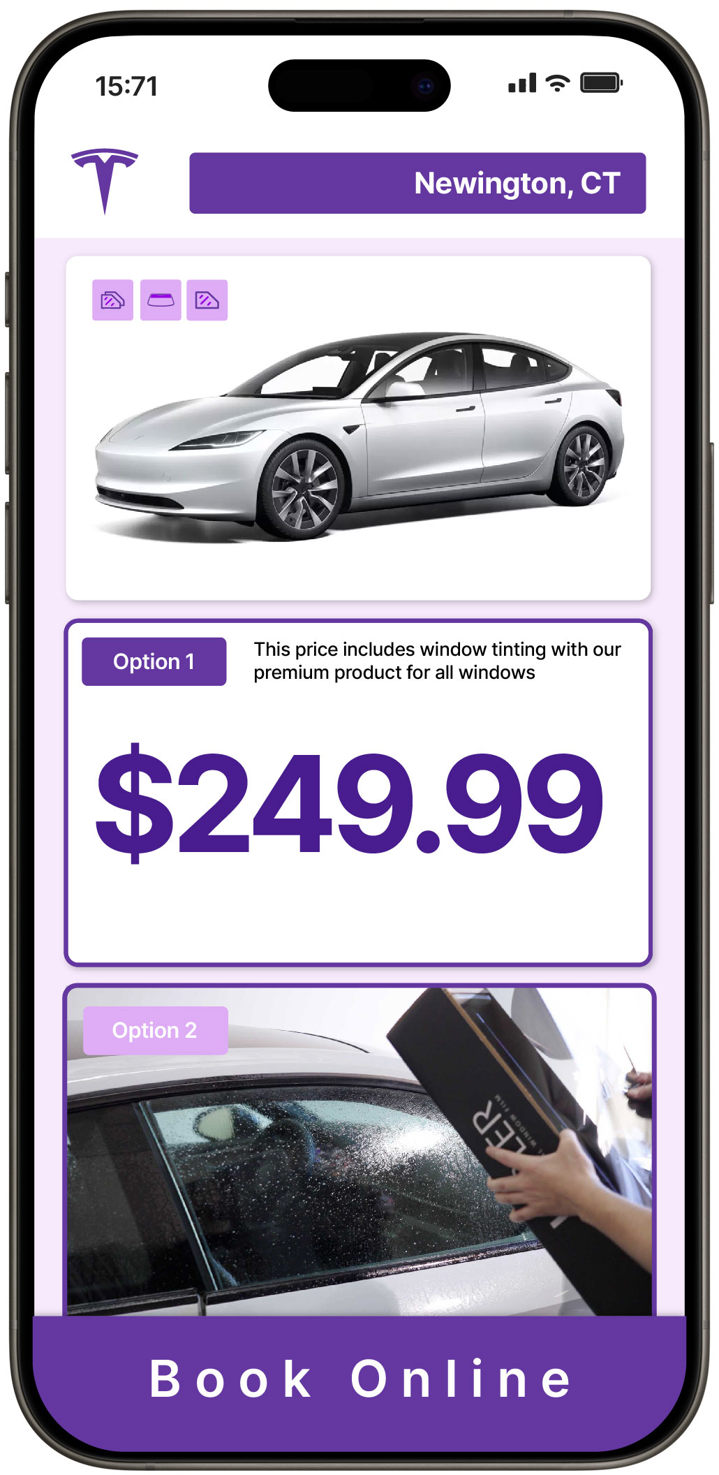 View Competitive Tesla Window Tinting Rates in Newington, Connecticut