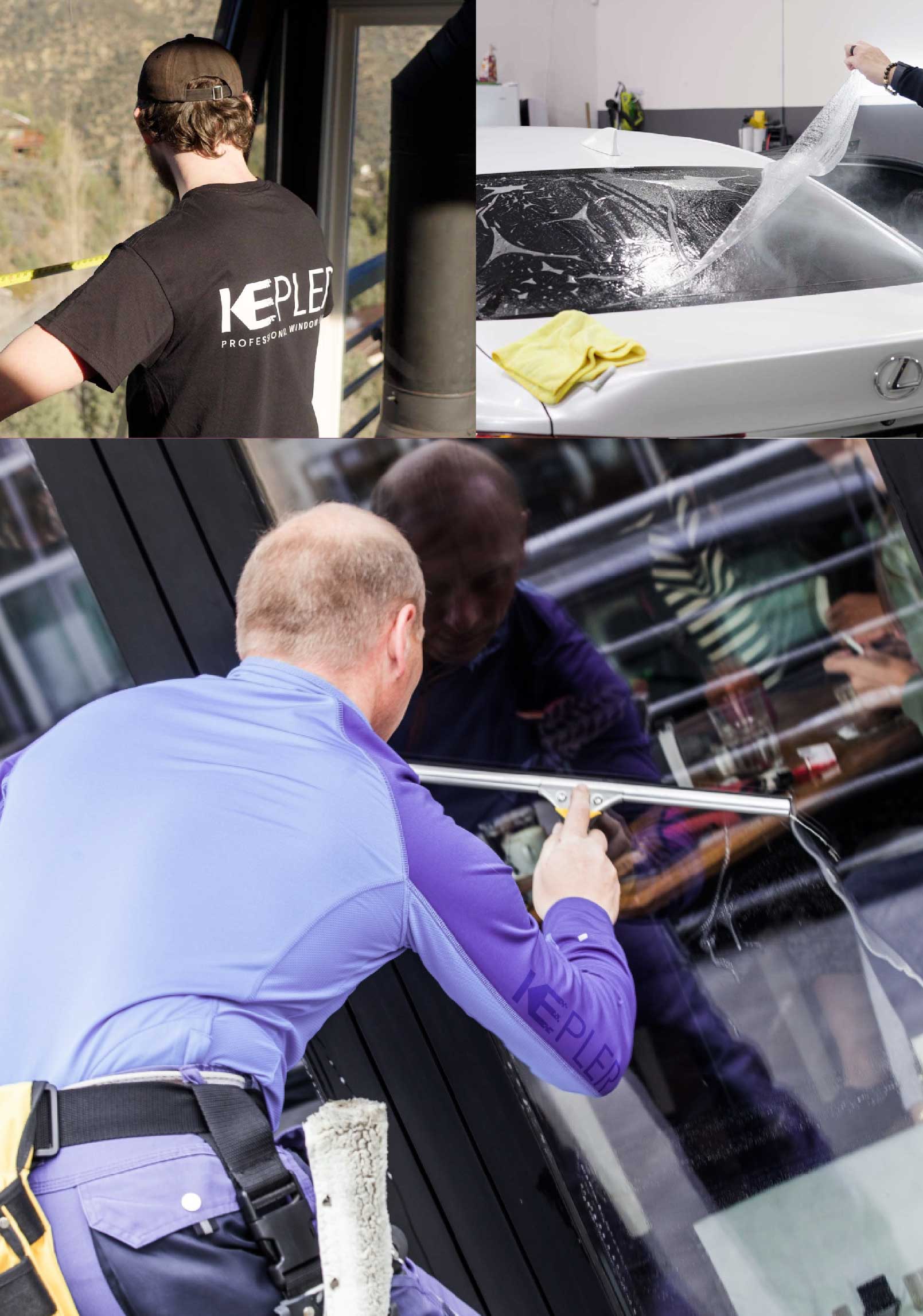 Kepler Skilled Applying Anti-Graffiti Window Film to a Natchitoches Shop Front