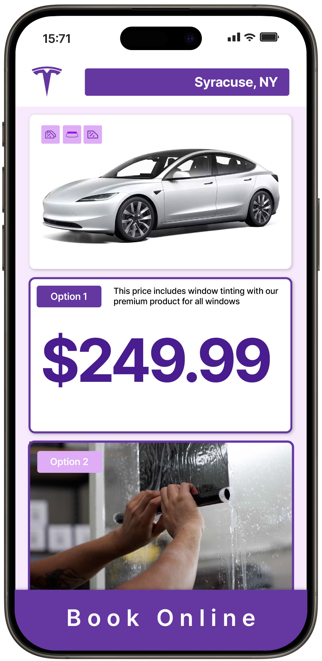 View Competitive Tesla Window Tinting Prices in Syracuse, New York