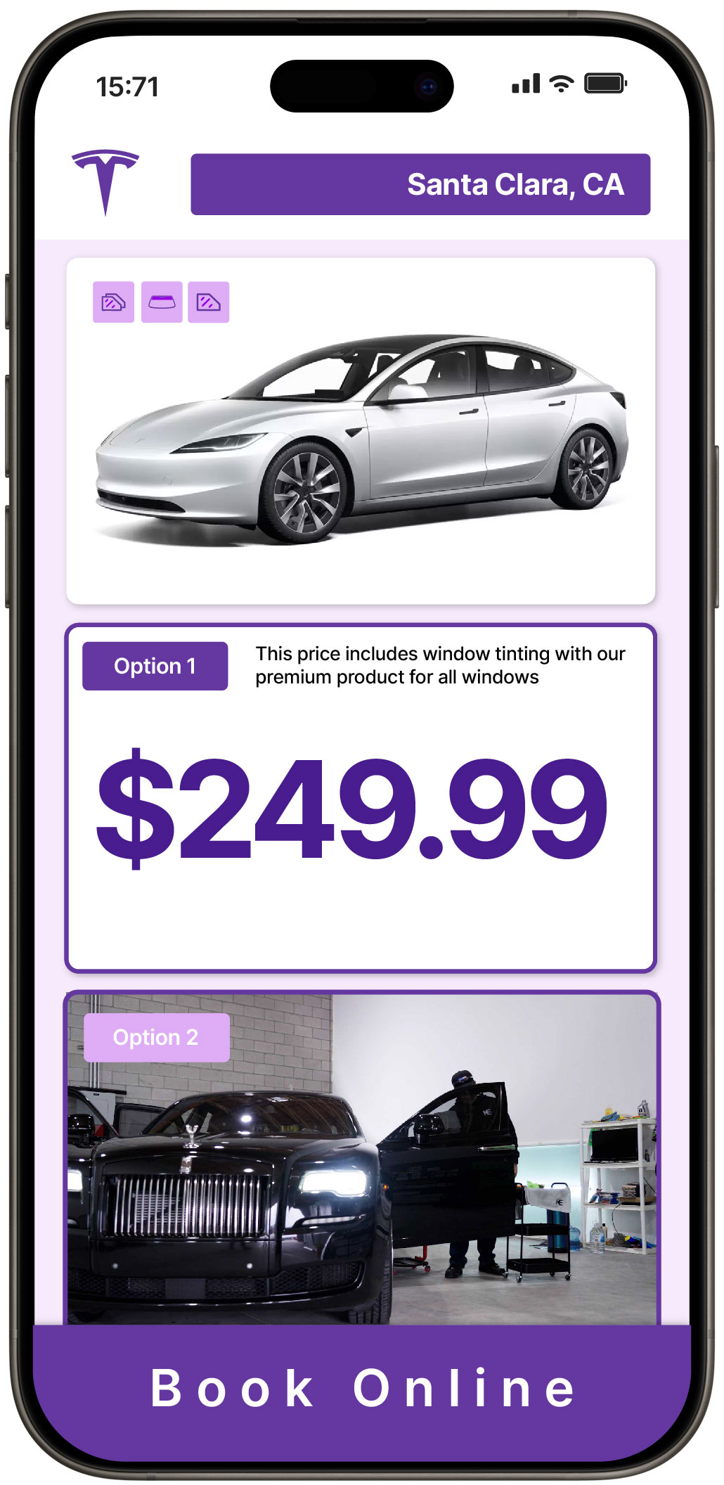 View Affordable Tesla Window Tinting Prices in Santa Clara, California