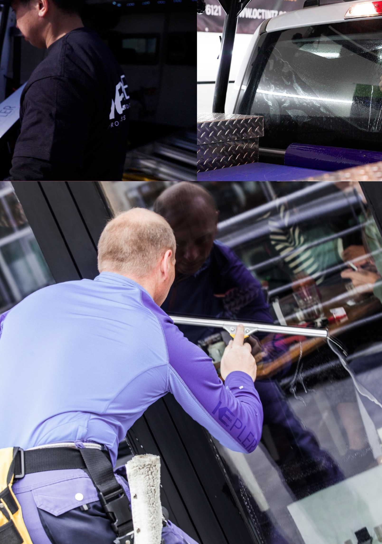 Kepler Professional Applying Anti-Graffiti Window Film to a East Wareham Shop Front