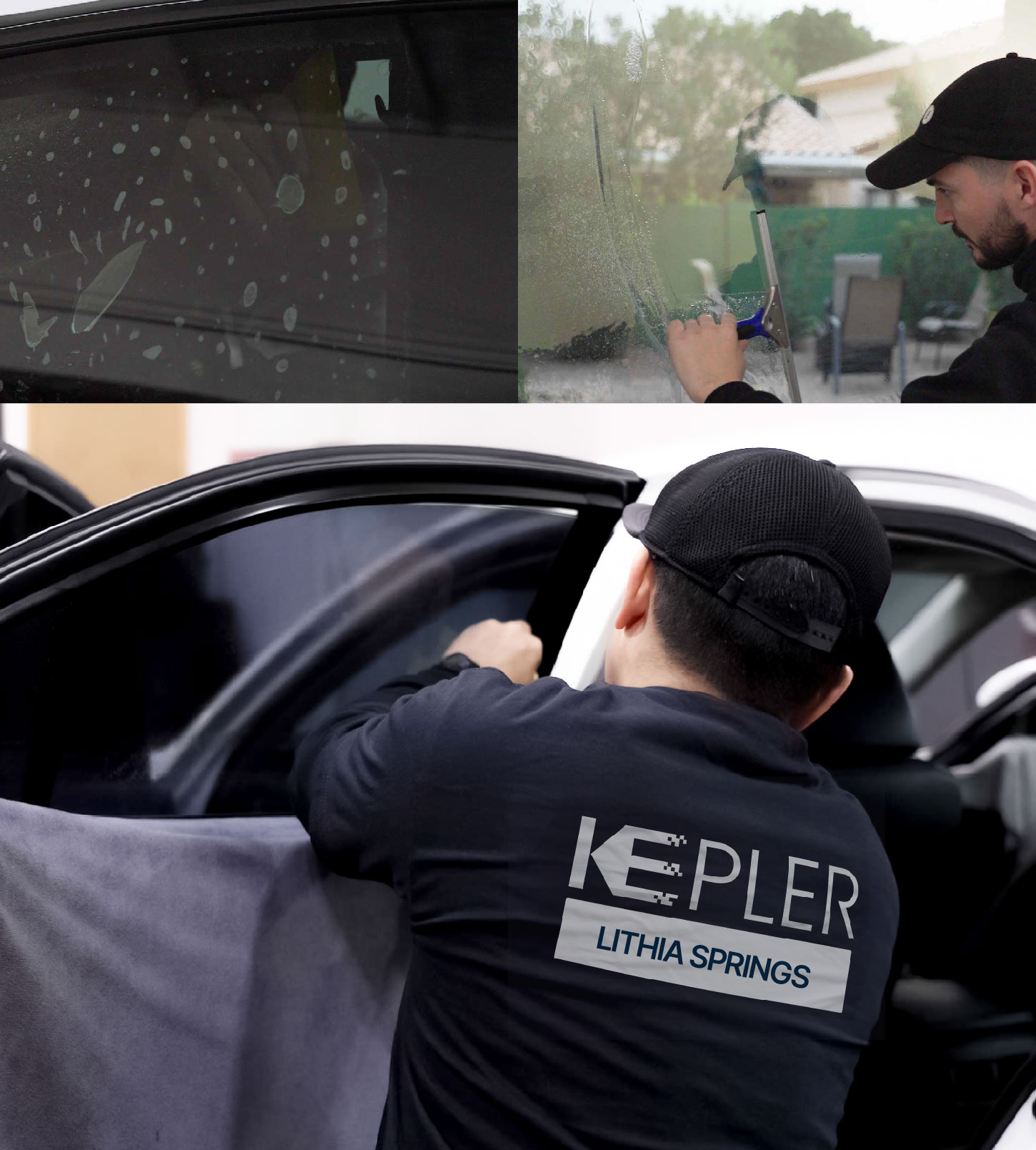 Automotive Window Tinting Expert Applying Film in Lithia Springs, Georgia