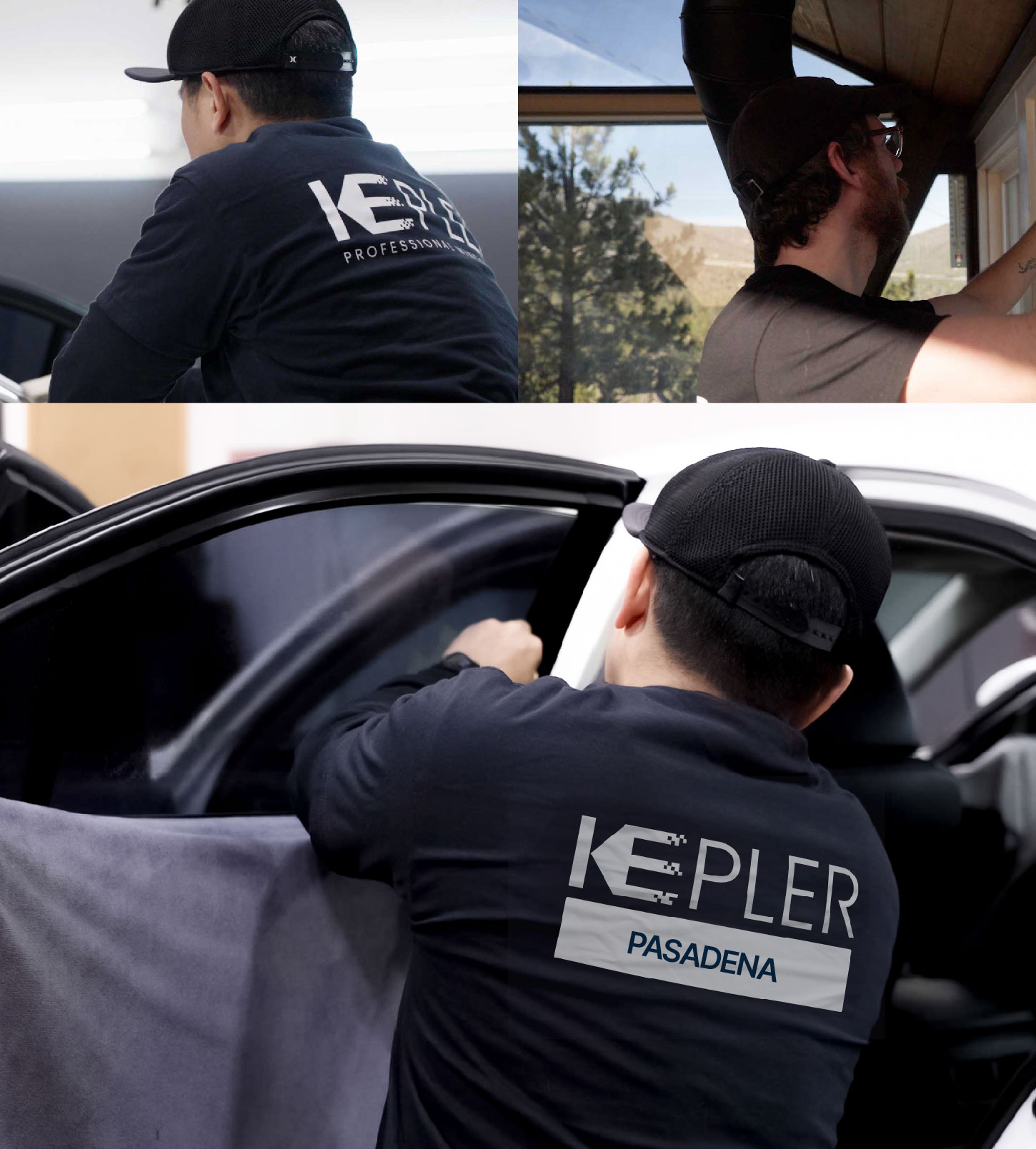 Automotive Window Tinting Expert Applying Film in Pasadena, Texas