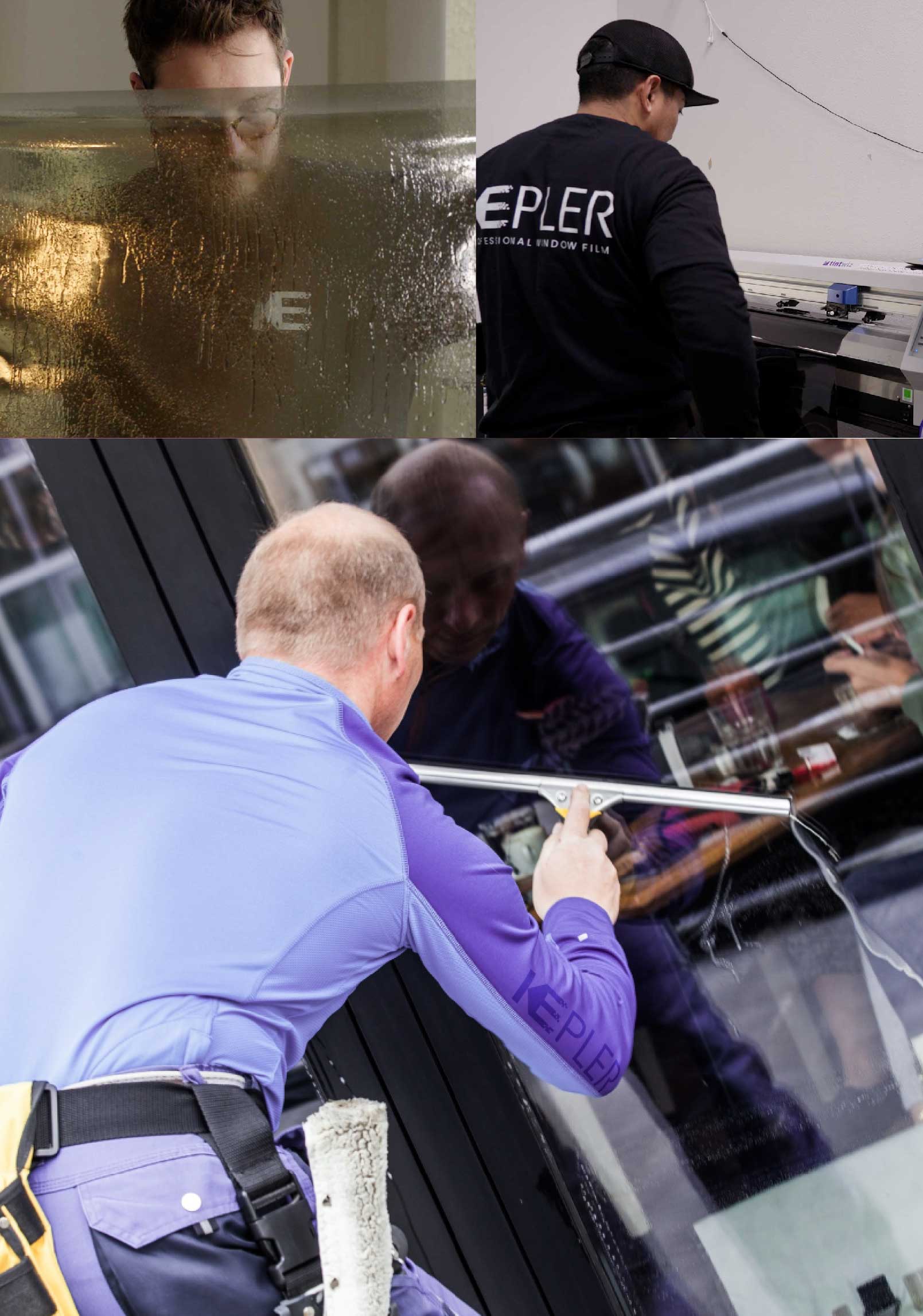 Kepler Skilled Applying Anti-Graffiti Window Film to a Seminole Shop Front