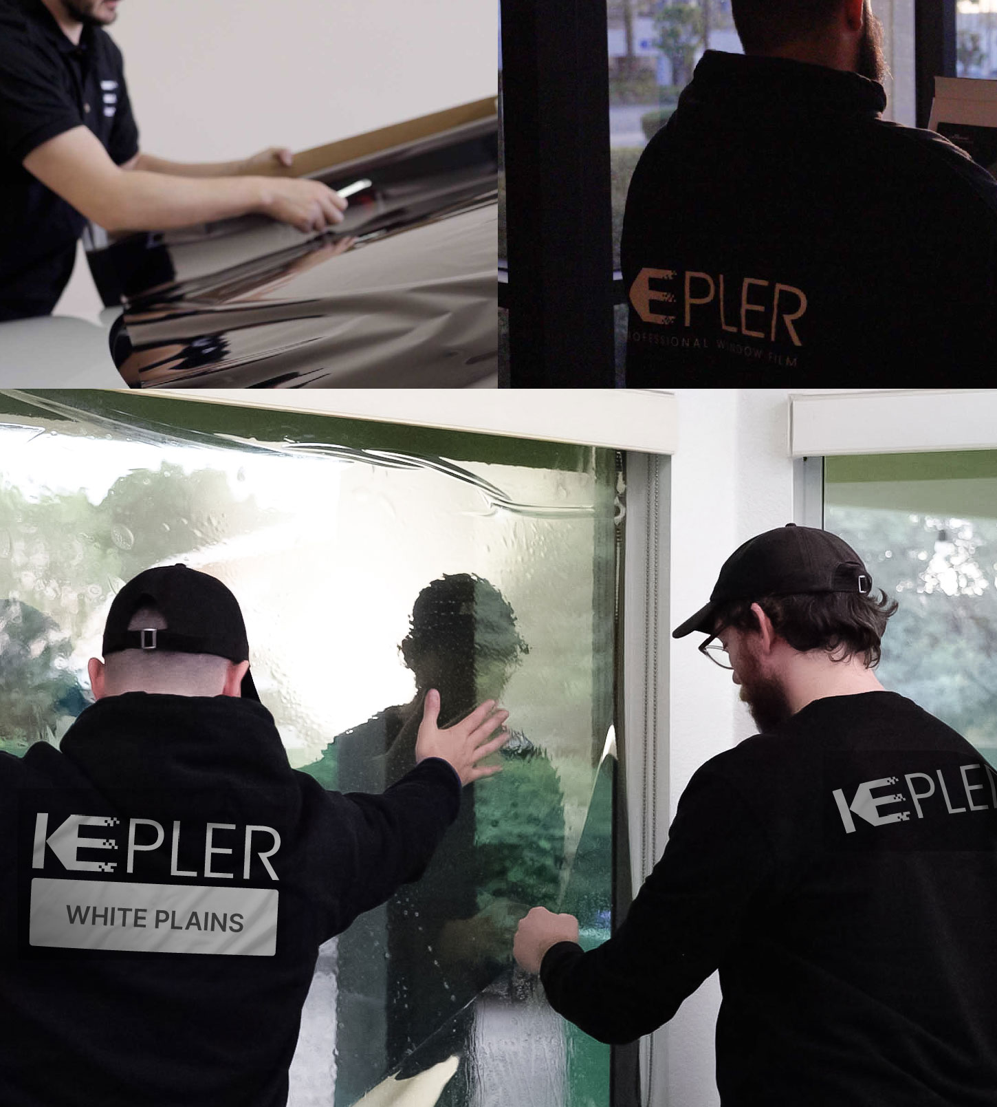 Expert Technician Installing Ceramic Window Tint to Home in White Plains