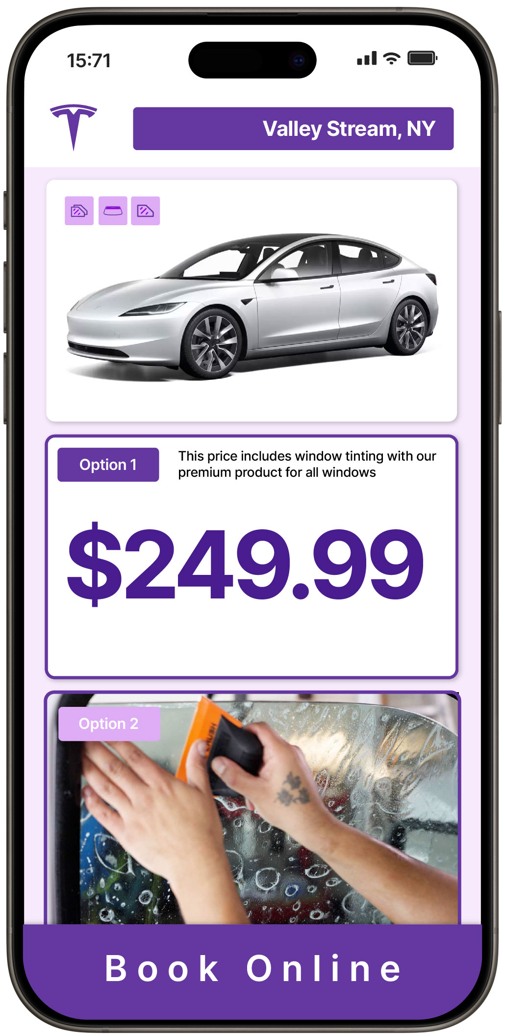 View Competitive Tesla Window Tinting Rates in Valley Stream, New York