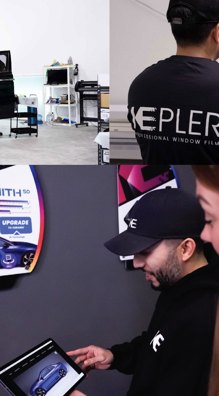 Kepler Dealer Showing Car Window Film Options to Customer in Laveen, Arizona